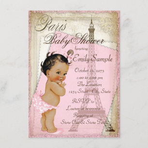 Ethnische Vintage-Paris-Baby-Party Einladung
