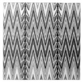 Ethnische Zickzack Damaske, grau, schwarz und weiß Fliese (Vorderseite)