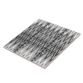 Ethnische Zickzack Damaske, grau, schwarz und weiß Fliese (Seite)