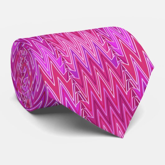 Ethnische Zickzack Damaskus, Lila und Fuchsienrosa Krawatte (Gerollt)