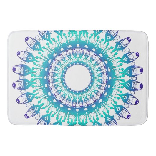 ethnischer aquamariner Mandala Badematte (Vorderseite)