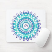 Ethnischer aquamariner Mandala. Monogramm Mousepad (Mit Mouse)