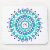 Ethnischer aquamariner Mandala. Monogramm Mousepad (Vorne)