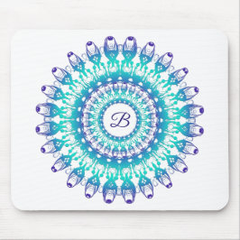 Ethnischer aquamariner Mandala. Monogramm Mousepad