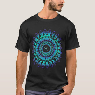 Ethnischer aquamariner Mandala. Monogramm T-Shirt