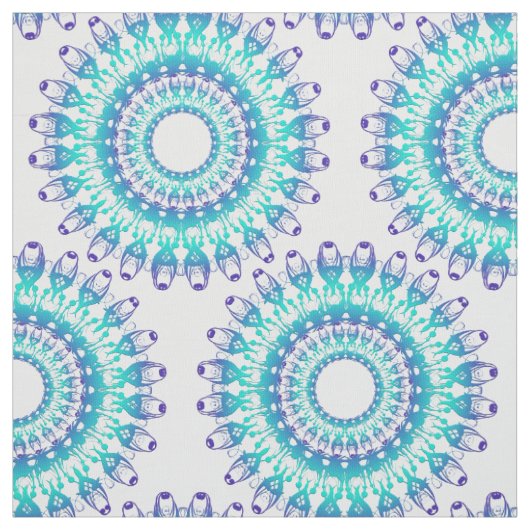 ethnischer aquamariner Mandala. Stoff (Muster)