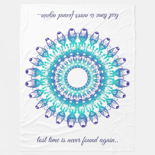 ethnischer aquamariner Mandala. Text Fleecedecke (Vorderseite)