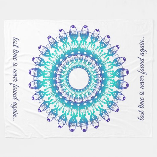 ethnischer aquamariner Mandala. Text Fleecedecke (Vorderseite (Horizontal))
