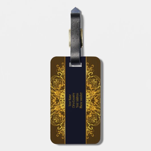 Ethnischer Blumenmandala. Gepäckanhänger (Rückseite vertikal)