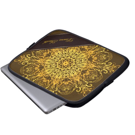 Ethnischer Blumenmandala. Laptopschutzhülle (Vorne Knopf)