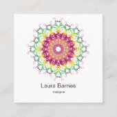 Ethnischer Blumenmandala. Quadratische Visitenkarte (Vorderseite)