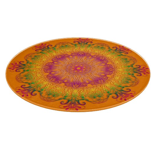 Ethnischer Blumenmandala. Schneidebrett (Ecke)