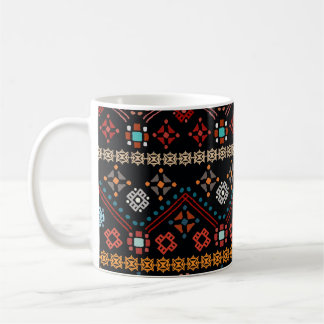 Ethnischer Boho: farbenfrohe Stämme nahtlos. Kaffeetasse