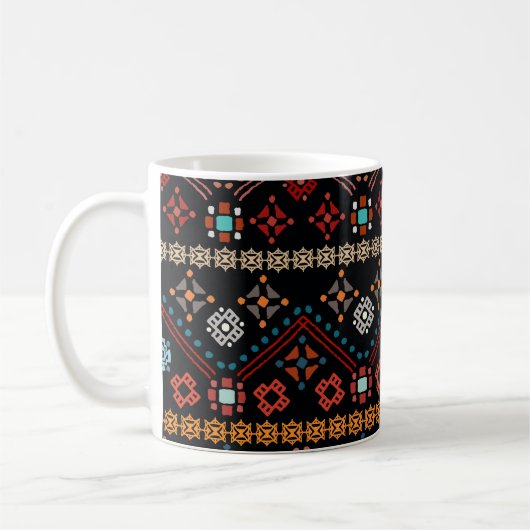 Ethnischer Boho: farbenfrohe Stämme nahtlos. Kaffeetasse (Links)