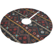 Ethnischer Boho: farbenfrohe Stämme nahtlos. Polyester Weihnachtsbaumdecke (Schrägansicht)