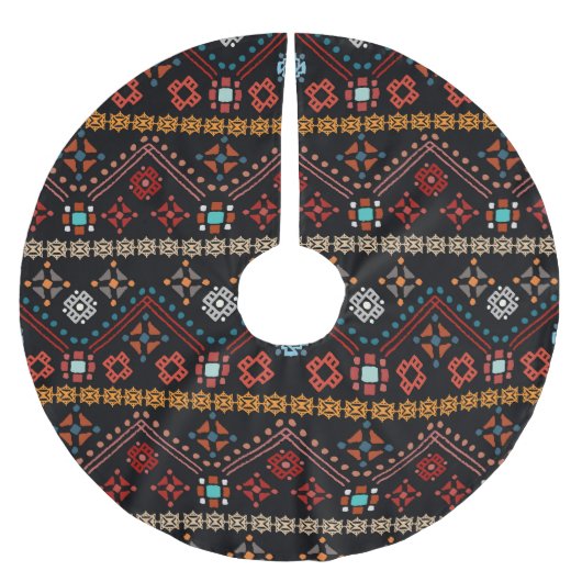 Ethnischer Boho: farbenfrohe Stämme nahtlos. Polyester Weihnachtsbaumdecke (Vorderseite)