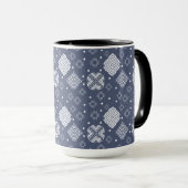 ethnischer Boho-Stil Blau-Muster. Tasse (VorderseiteRechts)