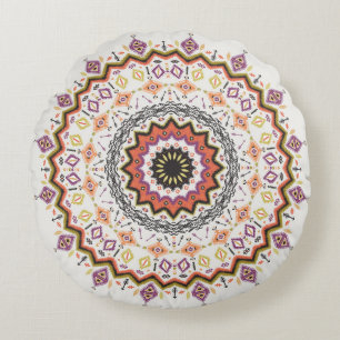 Ethnischer Dekor: Vintage-Eingeborenen-Ornament Rundes Kissen