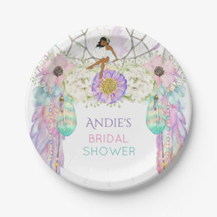 Ethnischer feenhafter Traumfänger Boho versieht Pappteller