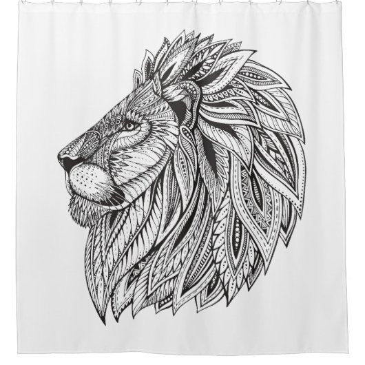 Ethnischer gemusterter Löwe-Kopf Duschvorhang (Vorderseite)