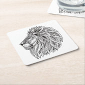 Ethnischer gemusterter Löwe-Kopf Rechteckiger Pappuntersetzer (angewinkelt)