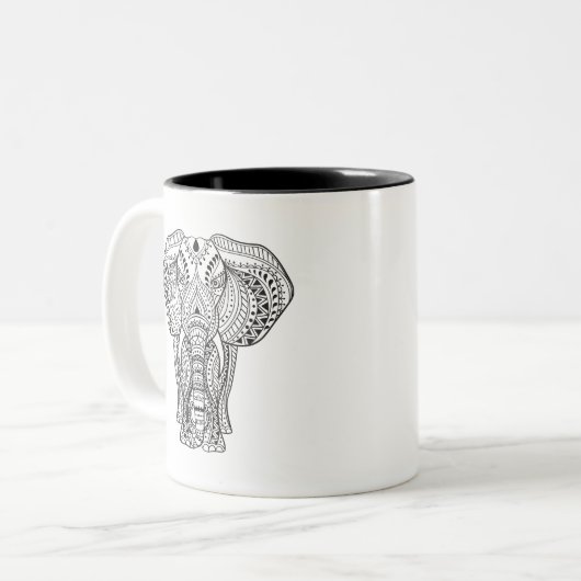 Ethnischer indischer Elefant Zweifarbige Tasse (Vorderseite Links)