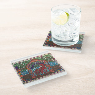 Ethnischer indischer Untersetzer im Madhubani-Stil