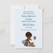 Ethnischer Junge am Telefon Diagonal Strip Save th Save The Date (Rückseite)