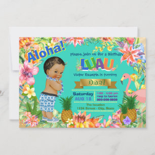 Ethnischer Junge Hawaiianische Luau-Geburtstagsfei Einladung
