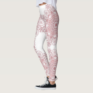 Ethnischer korallenroter Mit Blumenmandala. Leggings
