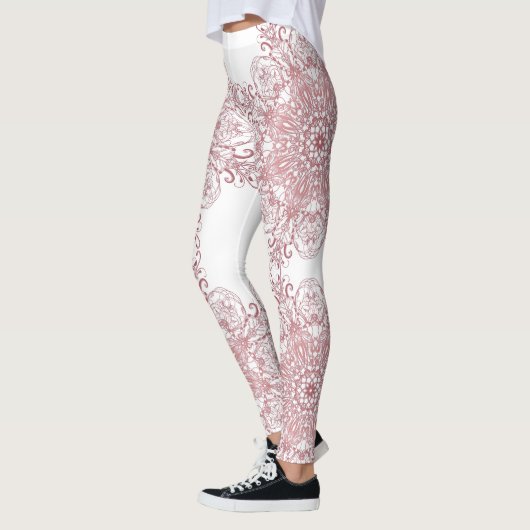 Ethnischer korallenroter Mit Blumenmandala. Leggings (Links)