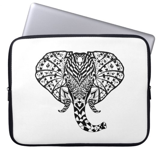 Ethnischer Muster-Elefant Laptopschutzhülle (Vorderseite)