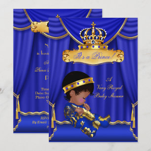 Ethnischer Prinz Junge Baby Shower Royalblaue Drap Einladung