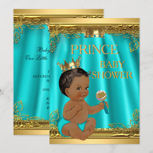 Ethnischer Prinz Jungen-Baby-Party Aqua Türkis Einladung