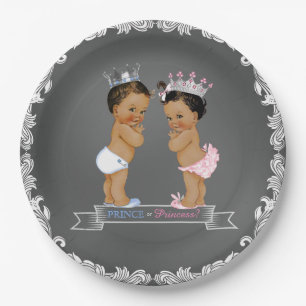 Ethnischer Prinz Prinzessin Kreide Baby Shower Pappteller