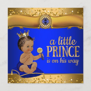 Ethnischer Prinz Royal Blau Gold Prinz Baby Shower Einladung