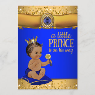 Ethnischer Prinz Royal Blau Gold Prinz Baby Shower Einladung