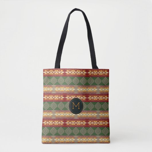 ethnischer Stammes- Afrikaner pattern.monogram. Tasche (Vorderseite)