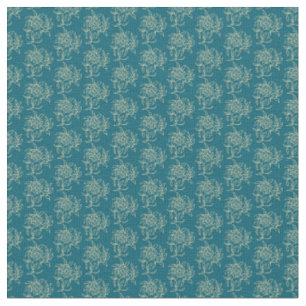 Ethnischer Stil Floral Mini-Print Beige auf Türkis Stoff