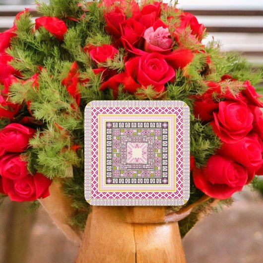 Ethnischer Stil Quadratischer Aufkleber