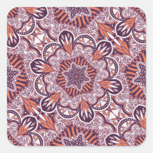 Ethnischer Stil, vintage dekorative Textur. Quadratischer Aufkleber