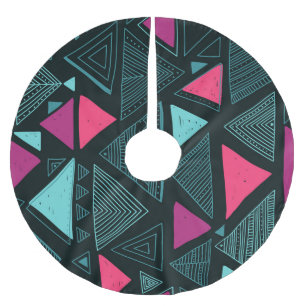 Ethnischer tribaler Boho: Doodle Vintage. Polyester Weihnachtsbaumdecke