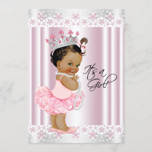 Ethnischer Tutu-Ballerina-Perlen- und Spitzen-Baby Einladung