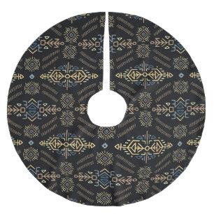 Ethnischer Vintage-Stil: Handgezeichnetes nahtlose Polyester Weihnachtsbaumdecke