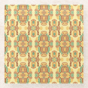 Ethnischer Vintage-Trend: Bohemian nahtloser Flies Glasuntersetzer