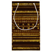 Ethnisches afrikanisches goldenes Muster auf Braun Kleine Geschenktüte (Rückseite)