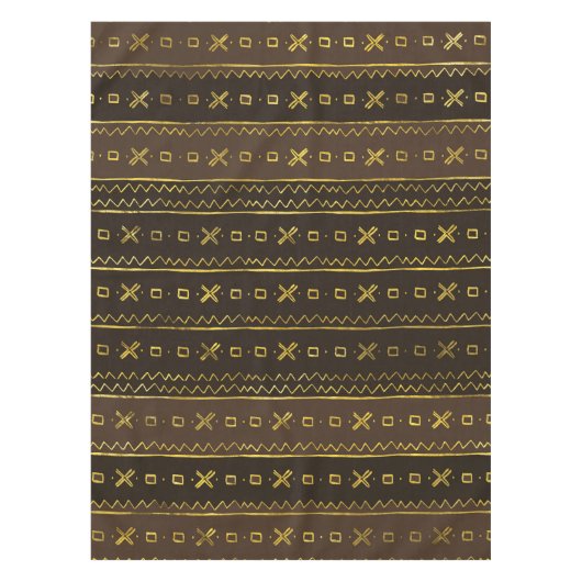 Ethnisches afrikanisches goldenes Muster auf Braun Tischdecke (Vorderseite)