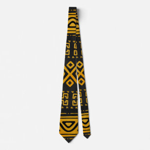 Ethnisches afrikanisches Muster-Gelb und Schwarzes Krawatte
