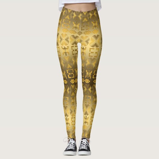 Ethnisches afrikanisches Muster mit Adinkra Leggings (Vorderseite)