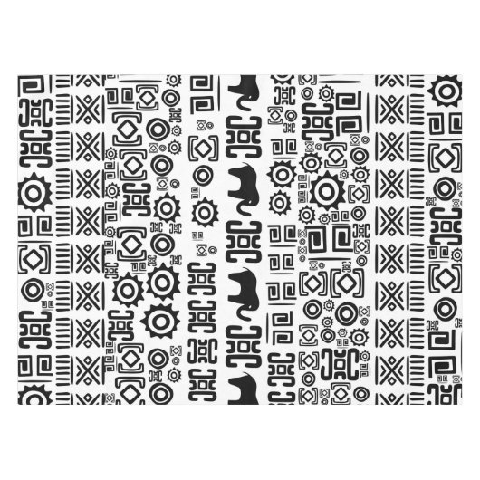 Ethnisches afrikanisches Muster Schwarzweiss-#1 Tischdecke (Vorderseite (Horizontal))
